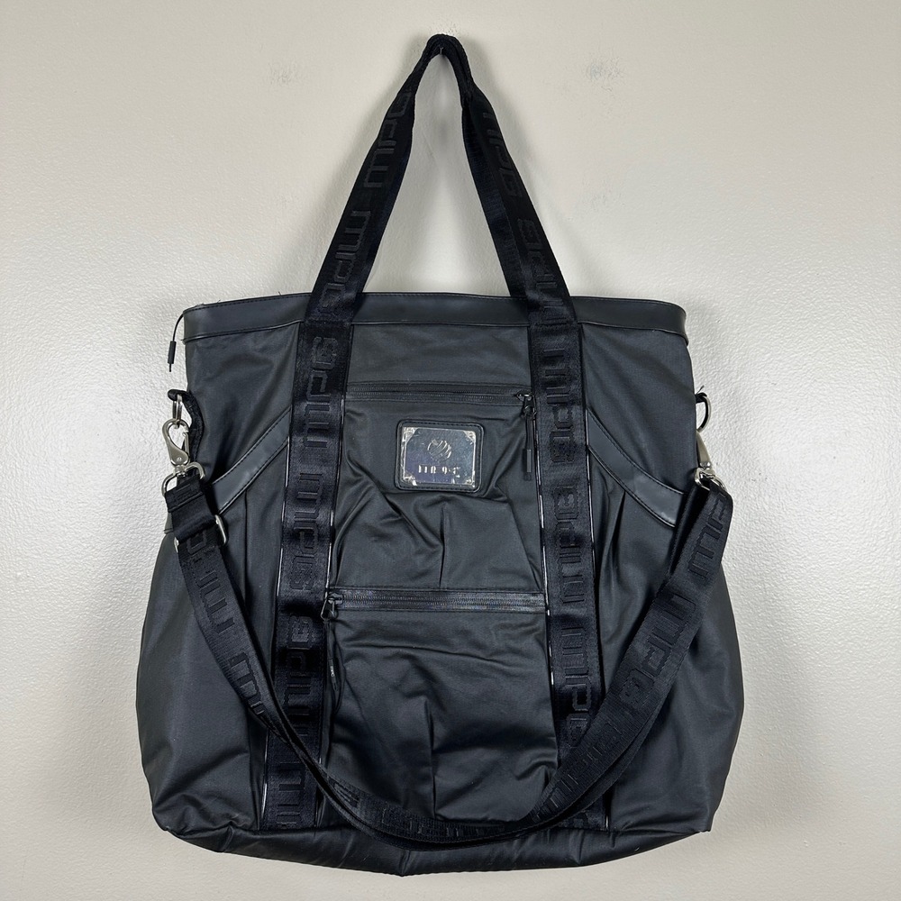 MPG Sport Women's Large Tote‎ Bag Black Polyurethane Gym Travel Crossbody Strap